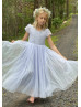 Lace Tulle Keyhole Back Ankle Length Flower Girl Dress